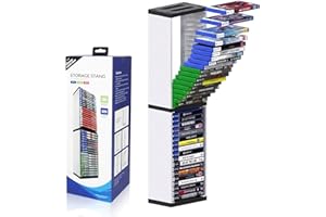 SOONHUA Estante de disco para videojuegos,cajas de almacenamiento de DVD, soporte de torre de almacenamiento de juegos de 36 discos de CD estuche organizador soporte para Playstation 5