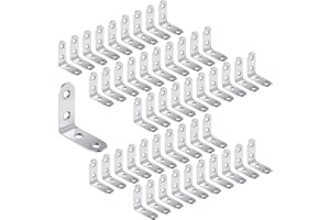 LIKERAINY 90 Grado Soporte de ángulo Escuadras Acero Inox Forma de L Soporte de Esquina 40x40x16mm Para Conectores de Silla de Estantería de Muebles Corner Brace 50 Pieces