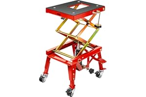 VIVOHOME Sollevatore Idraulico per Moto Fino a 160KG con Azionamento a Pedale Sollevatore a Pantografo per ATV Moto da Cross con 4 Rotelle