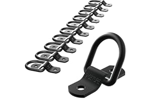 NACETURE Motorcycle Tie Down Anchor Hook Heavy Duty Alloy Steel - Dirt Bike Tie Down Strap Rings Accessories for Truck, Camper, Trailer, Truck Bed Tie Down Anchors (Black 10 Pack)