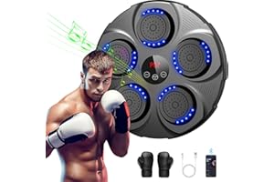 ADSAQOP Machine de Boxe Musicale, Mural Professionnel Entraîneur de Boxe Électronique Bluetooth avec 9 Vitesses et Modes, avec Gants, Adultes et Enfants de Boxe pour Le Gym et la Maison