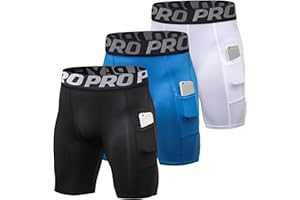 YUSHOW Compression Shorts Mens 3 Pack or 1 Pack Sports Anti-Chafing Underwear Base Layer Shorts Quick Dry Running Shorts with Phone Pockets Cycling Tights for Workout Athletic Rugby Short Protect Leg Skin