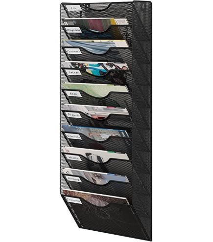 EasyPAG 8 vakken, metaal, A4, tijdschriftenhouder, wandhouder, documenthouder, hangende tijdschriftenhouder, organizer, folderhouder, brochuredispenser, zwart