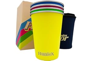 HUNIOX® 4 X 350 ML Gobelet Réutilisable - Verre INOX Enfant - Vaisselle Camping - Gobelet Enfant - Verre a Eau Original - Vaisselle Camping Car - Verre Enfant - Verre INOX - Verre Eau (Fluor, 350 ML)