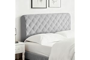 Yesaler Copri Testata Letto Copertura per Testiera per Letto in Velluto Elasticizzato Addensare per Testiera della Camera da Letto Grigio Chiaro 180cm