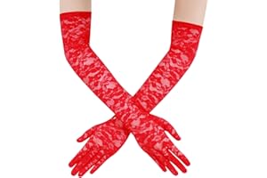 YOLEV Long Lace Gloves Floral Elbow Gloves for Women Wedding Party 1920s Lace Opera Glove for Dinner Parties Wedding Bridal Dance Cosplay Halloween
