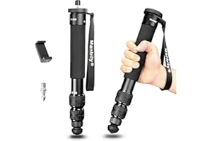 Manbily A-888 Fotocamera Monopiede, Lunghezza 32 centimetri - 156 centimetri, Monopiedi in alluminio per fotocamere 7 Sezioni, Compact Viaggi Portatile Selfie Stick per DSLR Smartphone Concert