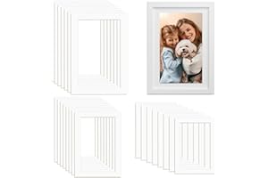 Roosea 24Pcs Passepartout Blanco Marcos De Cartón Paspartú Blanco Passepartout Carton Paspartú Marcos Cartón Papel Paspartú 20x25cm/15x20cm/13x18cm para Artísticas Carteles Fotos Impresiones