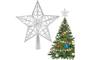 LEBENISTGUT Weihnachtsbaumspitze Stern, Weihnachtsbaum Stern aus Kunststoff, Tannenbaumspitze Christbaumspitze Stern, Weihnachtsbaumspitze Stern, Für Weihnachten, Fest, Party, Zuhause (20CM / Silber)