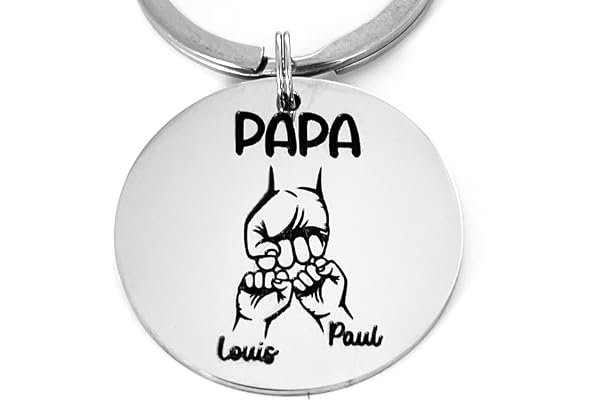 Cadeau Fetes des Peres Papa Porte Clef Papa Cadeau Anniversaire Papa Porte Cle Cadeau Papa Noel Idee Cadeau pour Futur Jeune Papa Cadeau Personnalisé Homme Original Utile (2 enfants)