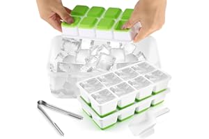 Vexillic Cubiteras para Hielo,Ice Cube Maker de Silicona con Tapa y Recipiente, 3 Piezas Grandes Cubitos Hielo Reutilizables para Whisky, Cócteles, Zumo, Chocolate, Caramelos