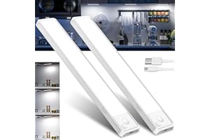 GWULC Reglette Lampe LED Cuisine Mouvement Detecteur - Sans Fil Sous Meuble Placard Lumière Rechargeable Barre Interieur Cabinet Eclairage Aimantée USB Batterie Réglette Autocollante Bande Armoire Light