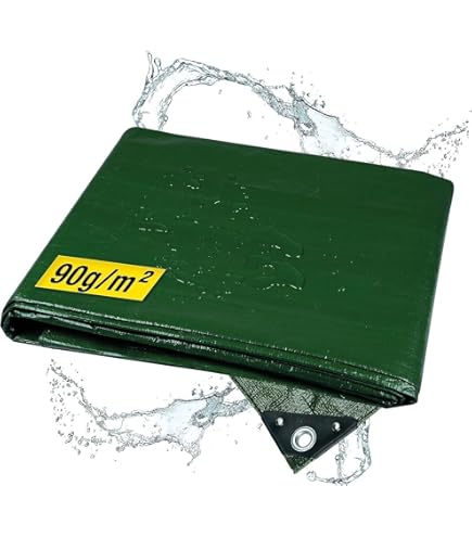 2x4 Abdeckplane Gewebeplane 180g/㎡ Grün/Silber Wasserdicht Plane It Ösen Schutzplane