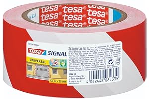 Tesa TE58134-00000-00 Nastro Adesivo da Segnalazione, Bianco/Rosso