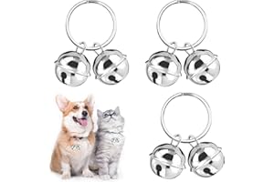 INNOVESS 3 PCS Pets Pendant Bell Key Rings, Loud Dog Cat Collar Bells, Silver Falconry Bells Cat Collar, Pets Collar Charm Pendant Bells, Metal Pet Bells for Collars, for Harness Training, Necklace Decoration