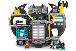 Imaginext X7677 Batman Batman zestaw do zabawy z figurkami Batmana i Robina, centrum dowodzenia, wyrzutnia rzutek i winda, odpowiedni od 3 lat