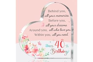 Brikabia 40th Birthday Gifts for Women, 40 Birthday Gift for Her Women Friends Wife, Happy 40th Birthday Gift Idea for 40 Year Old Women, Personalised Acrylic Keepsake 40th Birthday Decoration