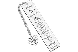 HULALA Inspirational 16th Bookmark Birthday Keepsake Gifts for Boys Girls Best Friend Daughter Son Granddaughter Gandson Nephew Niece Always Remember You are Braver Than You Believe