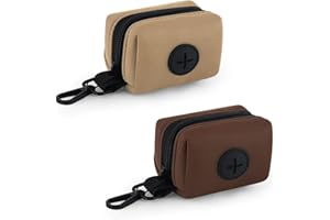 Wolfone Confezione da 2 supporti per escrementi di cani, per guinzaglio, dispenser di sacchetti per escrementi per cani, adatto a ogni guinzaglio per cani, Marrone/Sabbia