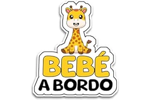 BRATIKISHOP Pegatina Bebe a Bordo Coche, Bebé Jirafa 16 x 14 cm, Pegatinas Coche de Bebe a Bordo, Bebe a Bordo Pegatina Coche Resistente a UV e Impermeable, Animal Sticker