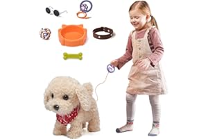 TUMAMA KIDS TUMAMA Perro de Juguete Que Anda y Ladra, Peluche Perrito Juguete Ladra y Anda, Perro Interactivo de Juguetes, Realista Interactivos para Niña 3 4 5 6 Años Regalos - Ladra y Camina, Sacudir La Cola