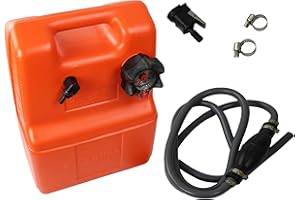 Saarwebstore Tragbarer Tank 12/25l Benzintank Schlauch mit Pumpball+Motoranschluß Mercury Yamaha Suzuki kompatibel mit Honda Tohatsu Johnson Evinrude Bootstank (25l, Mercury/Mariner)
