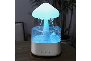 LMYSUFI Umidificatore per nuvole di pioggia,Rain Cloud Umidificatore Raindrop Sound e diffusore di oli essenziali per aromaterapia con 7 luci colorate nano nebbia, aiuta a dormire e rilassarsi