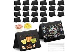 JIANTA 24 szt. mini tablic kredowych, małe tablice kredowe z 4 markerami, tablicowe znaki zarezerwowane na stoły, tablica do wiadomości, 10 x 7,5 cm (w kształcie litery V)