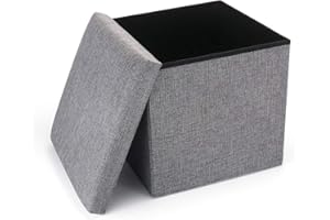 Cosaving Faltbarer Ottoman Hocker Aufbewahrung Ottomane Sitz Fußhocker mit Stauraum Ottomane Storage Cube Aufbewahrungsbox Spielzeugtruhe Aufbewahrung mit Deckel für platzsparende 38x38x38cm, grau…