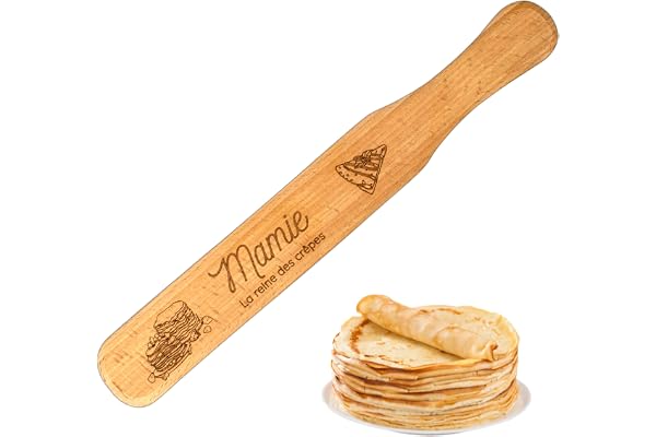 ERNESTINE - Spatule à crêpe en bois Mamie - Idée cadeau Mamie et papi - Accessoire pâtisserie crêpes et gâteaux - spatules cuisine crêpes - outil cuisine - accessoires crêpière - ustensiles crêpe