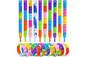 NJCXOLA 15 Pezzi Braccialetto Pop Giocattoli, Pop It Fidget Toys Push Bubble Bracelet, Fidget Toys Set Braccialetti per Bambini Adulti, Giocattoli Sensoriali Antistress, Regalini Festa Compleanno Bambini