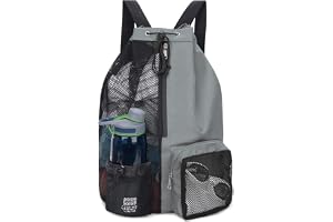 Azonee Mesh Swim Bag, Drawstring Backpack with Wet Pocket Beach Backpack for Swimming, Gym, and Workout Gear
