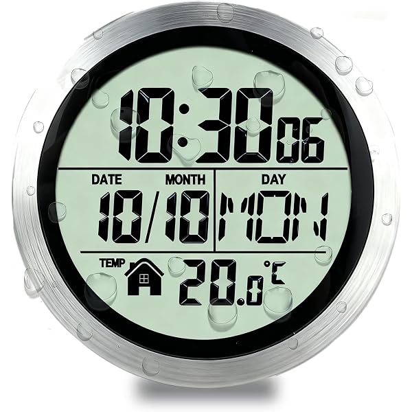 Lancoon Waterproof Digital Shower Clock - Shows Time, Temp & Humidity, Countdown Timer, IP25, Suction Cup/Hook (White)