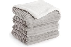 Aisbo Przytulny koc beżowy – gruby, ciepły koc Sherpa, 220 x 240 cm, XXL, jako narzuta na sofę, miękki, sztruksowy, do mieszkania