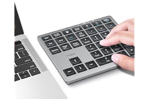 Nulea Kabelloses tragbares Ziffernblatt mit Bluetooth 5.0, wiederaufladbar über USB-C, 34-Tasten-Bluetooth-Tastatur zur Dateneingabe, kompatibel mit Laptop, Mac, iMac, Tablet, PC-Desktop