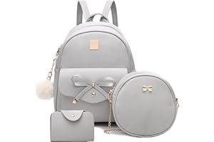 IHAYNER Girls Bowknot 3-Pieces Fahsion Leather Backpack Backpack Purse for Women Rucksack for Ladies Shoulder Bag