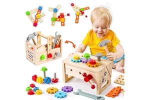 GraceDuck Kids Tool Bench Wooden Set Toys - Montessori Toys for 2 3 4 5 Year Old Workbench Boy Girl Construction Toys Educational STEM Toys Christmas Birthday Gifts for Boys & Girls