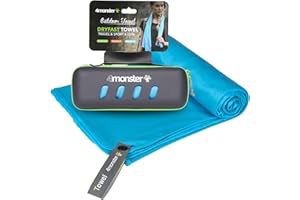 4Monster Serviette en microfibre avec étui de transport, serviette de voyage super absorbante, serviette à séchage rapide, serviette de camping, idéale pour la gym, la plage, la natation, la randonnée