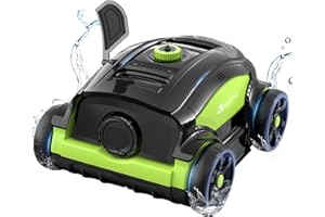 WINNY POOL CLEANER WY1103 Limpiafondos Piscina, Inalámbrico Robot Limpiafondos Piscina, 120 Min Autonomía, Doble Motor, LED, Filtro 180μm, Auto Estacionamiento, 120m²(Verde-Negro A)