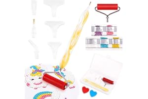 TUFA Penna per Pittura a Diamante,Diamond Painting Accessori,Penna per Pittura con Diamante,5D Diamond Painting Penna con 6 Testine di Ricambio,Colla,Pittura Digitale,Rotella,Scatola-Giallo