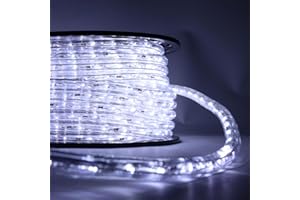 Luccika Tubo Luminoso LED 50m, PVC Trasparente, 36 LED/M, IP67 Interno ed Esterno, Tagliabile e Prolungabile, Controllo Touch, Decorativo Professionale per Eventi e Festività (Bianco Ghiaccio)