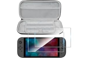 WFTE Étui Rigide pour Nintendo Switch 2 Console + 2 * Verre Trempé Housse Rigide de Rangement Zippée en Matériau Durable Anti-Choc Accessoire pour Nintendo Switch 2 Model 2025 - Noir
