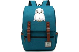 MMZ Good Friend Hedwig Rucksack Leisure School Bag Owl Waterproof Canvas Book Bag Suitable for Boys and Girls Aged 7~15 17″x11.5″x5.3″ Ocean Blue