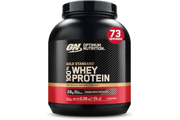 Optimum Nutrition Gold Standard 100% Whey, Protéine en Poudre, Goût Double Chocolat Riche, 2.26kg, 73 Doses, Emballage Peut Varier