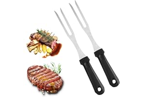 Smavles Fourchette à Découper 2 Pièces en Acier Inoxydable avec Manche Long 31 cm - pour Porc, Poulet, Boeuf, Barbecue