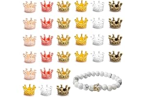 ZYBLSSBB 30 Stück sorgenwürmchen zubehör, krönchen,krone deko Mini-Kronen-Anhänger,Kleine goldene Krone für kleine Charms,Charms DIY Bastelzubehör (6 Farben)