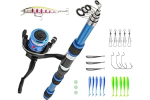 GENERISCH Fishing Set for Children, 1.8 m Children's Fishing Starter Set, Children's Fishing Rod Set with Fishing Reel and Bait Set, Carbon Fibre Telescopic Fishing Rods and Reel, Fishing Accessories