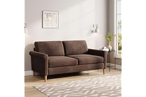 Moziel Divano a 2 posti, Divanetto 2 Persone in tessuto da 164 cm con tasche portaoggetti, montaggio senza attrezzi, divano imbottito (Marrone, Divano a 2 posti)