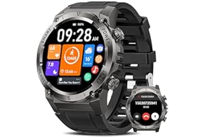 NAIXUES 2025 Reloj Inteligente Hombre, 1.46" HD Militar Smartwatch con Llamadas Bluetooth, 500mAh 110+ Modos Deportivos Pulsera Actividad, 24/7 Pulsómetro/SpO2/Sueño/Podómetro, IP68, Negro Silicona
