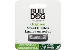 Bulldog Skincare Original Recharges de Lames pour Rasoir Hommes, 5 Lames en Acier Trempé, Compatibles avec Tous les Rasoirs Bulldog, Lot de 4